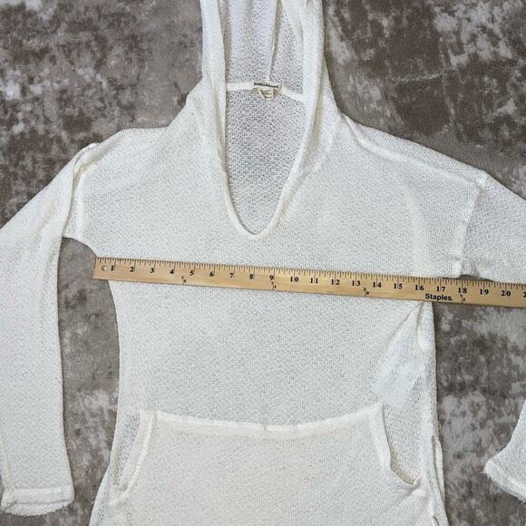 Billabong white loose knit pull over hooded kangaroo pouch SZ XS gauze like - Picture 13 of 13